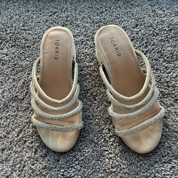 Torrid Nude Rhinestone Strap Block Heel - Picture 2 of 8